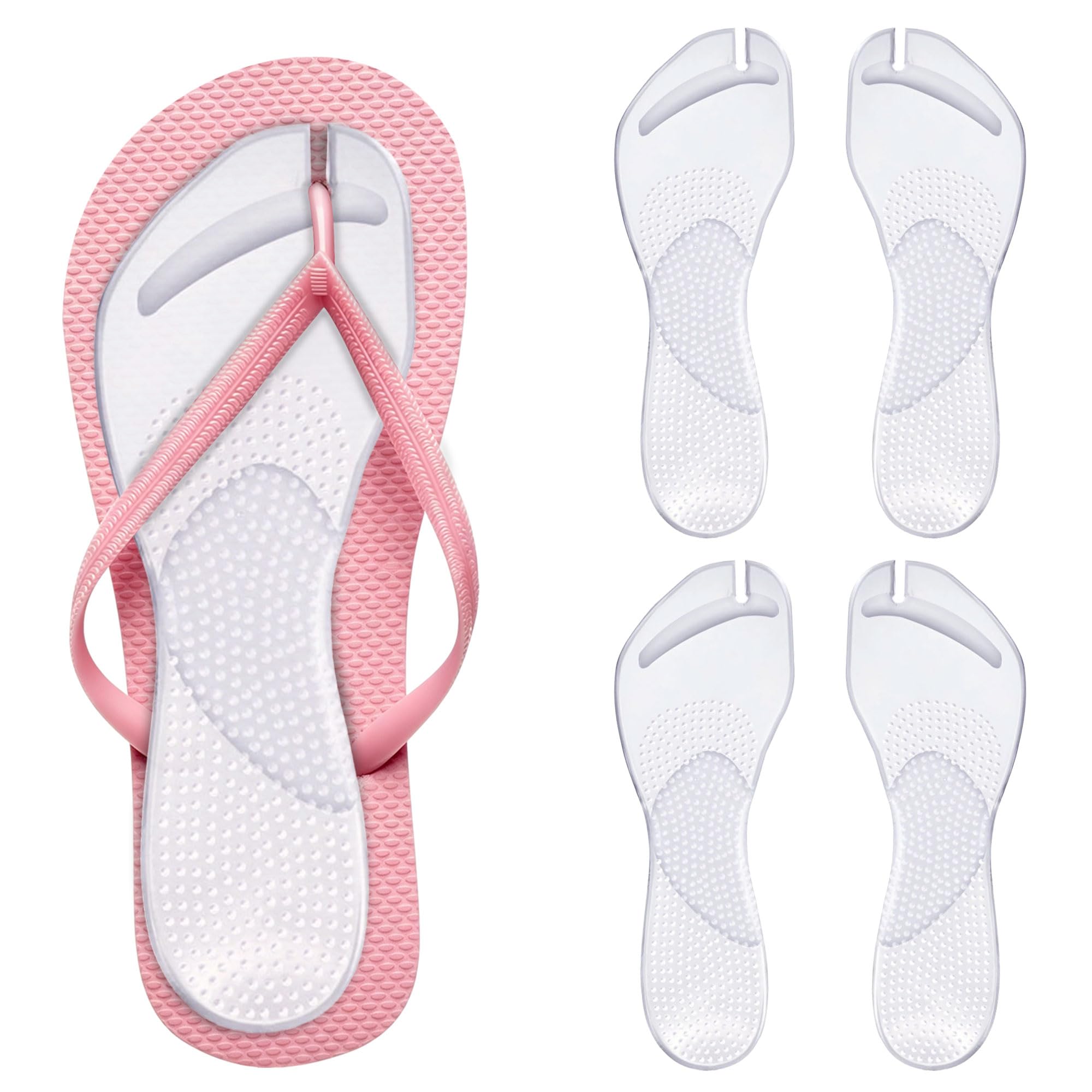 2 Pairs Gel Arch Support Cushion Insoles for Flip Flop Thong Sandals,Gel Adhesive Arch Support Flip Flop (Clear, Small)