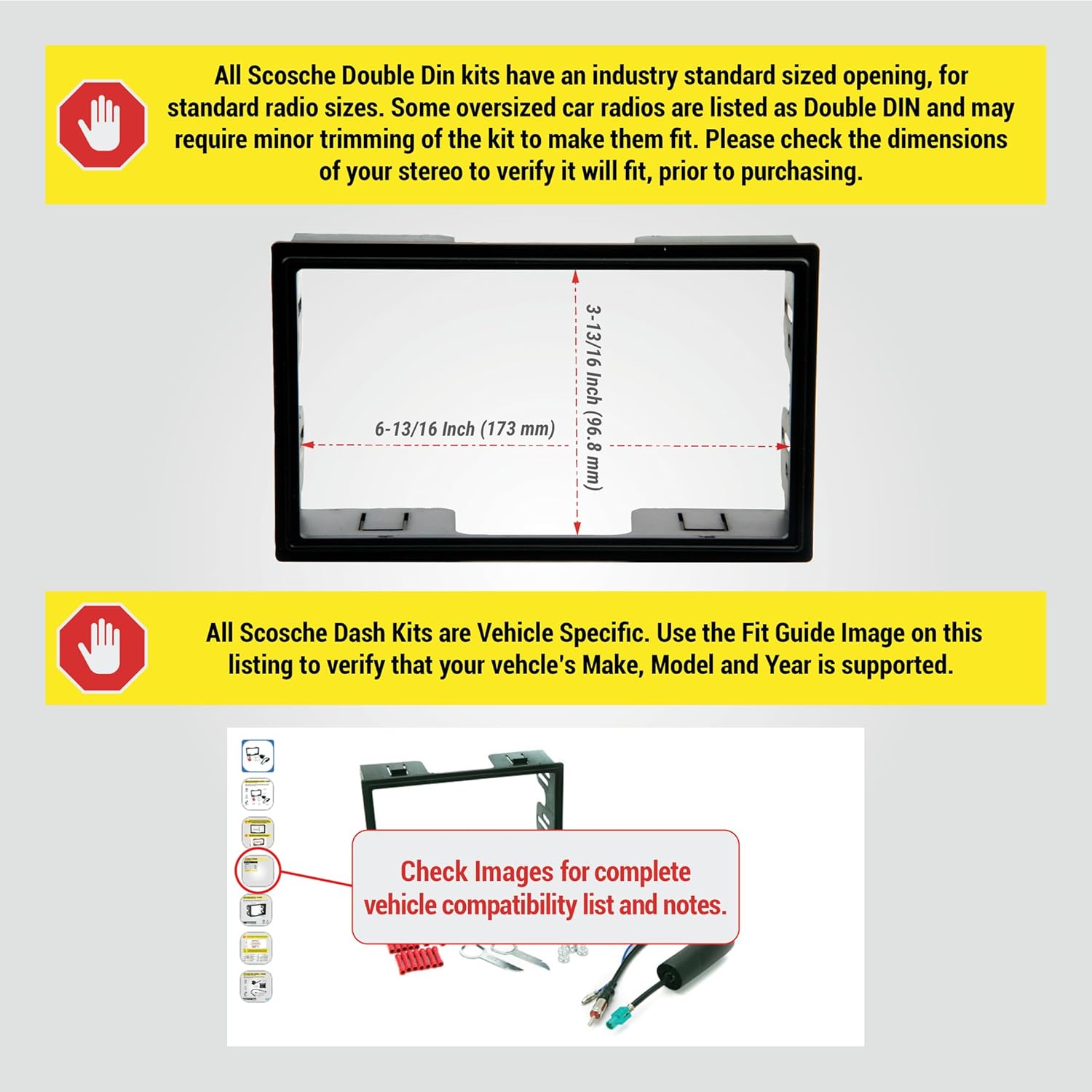 Scosche ICVW5BN Double DIN Radio Install Dash Kit and Harness Compatible with Select 2002-2005 Non-Amplified Volkswagen Vehicles - Complete Basic Car Stereo Installation Kit - Does Not Retain SWC