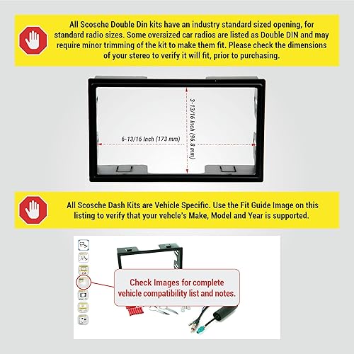 Miniatura 3 de Scosche ICVW5BN Kit de instalación de radio doble DIN y arnés compatible con vehículos Volkswagen no amplificados seleccionados 2002-2005 - Kit