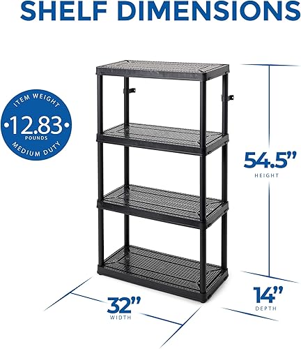 Miniatura 3 de Gracious Living Estantería de alta resistencia ventilada de altura media de 14 x 32 x 54.5 pulgadas, 4 estantes, para el hogar, garaje, sótano,