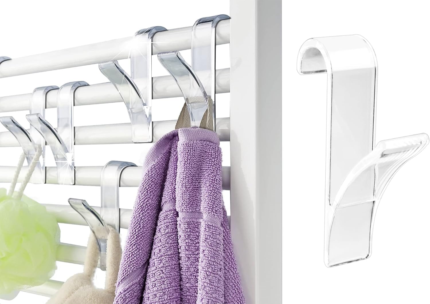 Wenko Towel Hooks for radiators Transparent-Set of 6, 7 x 2.5 x 10.5 cm