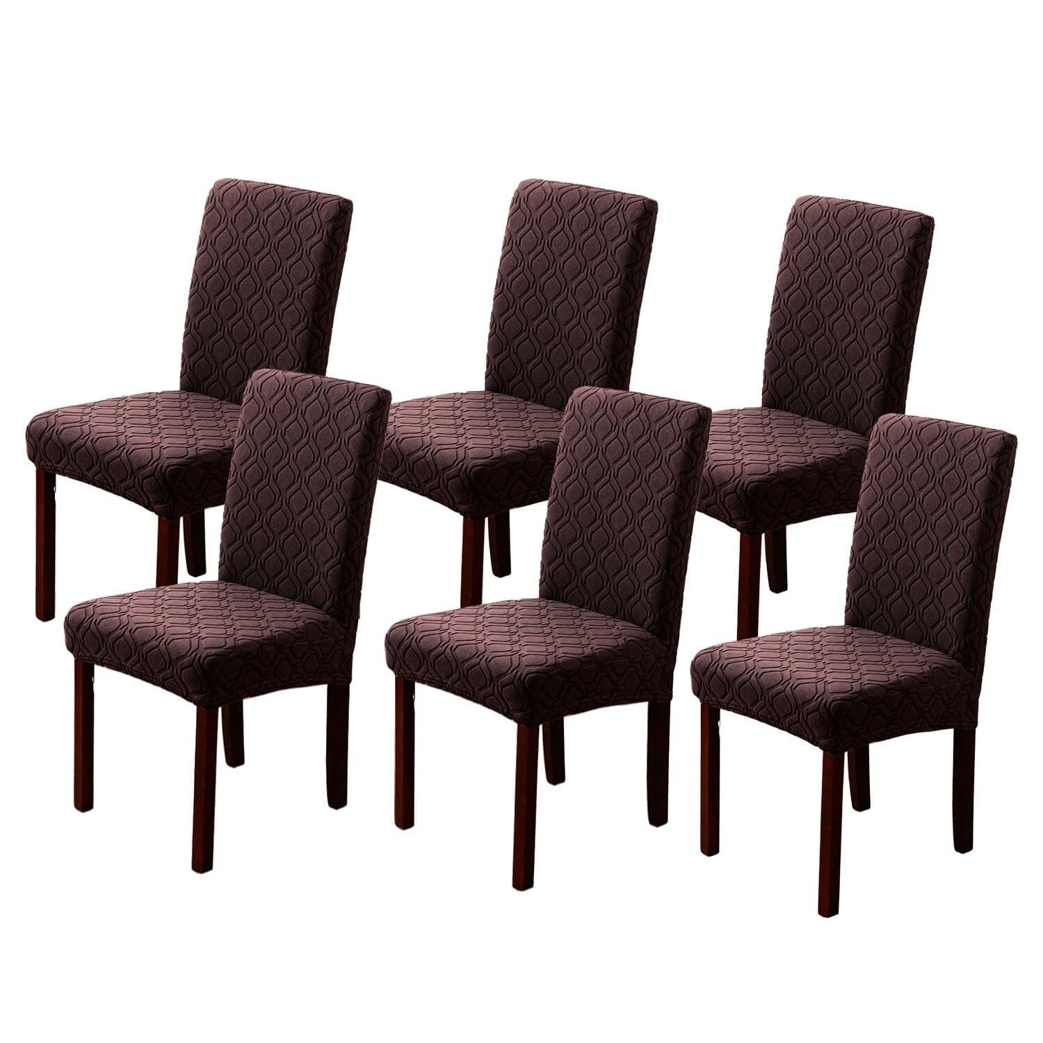 PBTMCD Stretch Dining Chair Covers, Slip-Resistant Slipcovers, Removable Washable Protectors For Home, Restaurant, Party(Coffee,6pc)