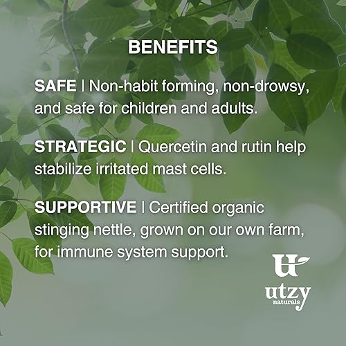 Miniatura 5 de Allurtica  Cápsulas de suplemento de hoja de ortiga natural, suplemento de hierbas con quercetina y ortiga para adultosniños sin somnolencia, 120