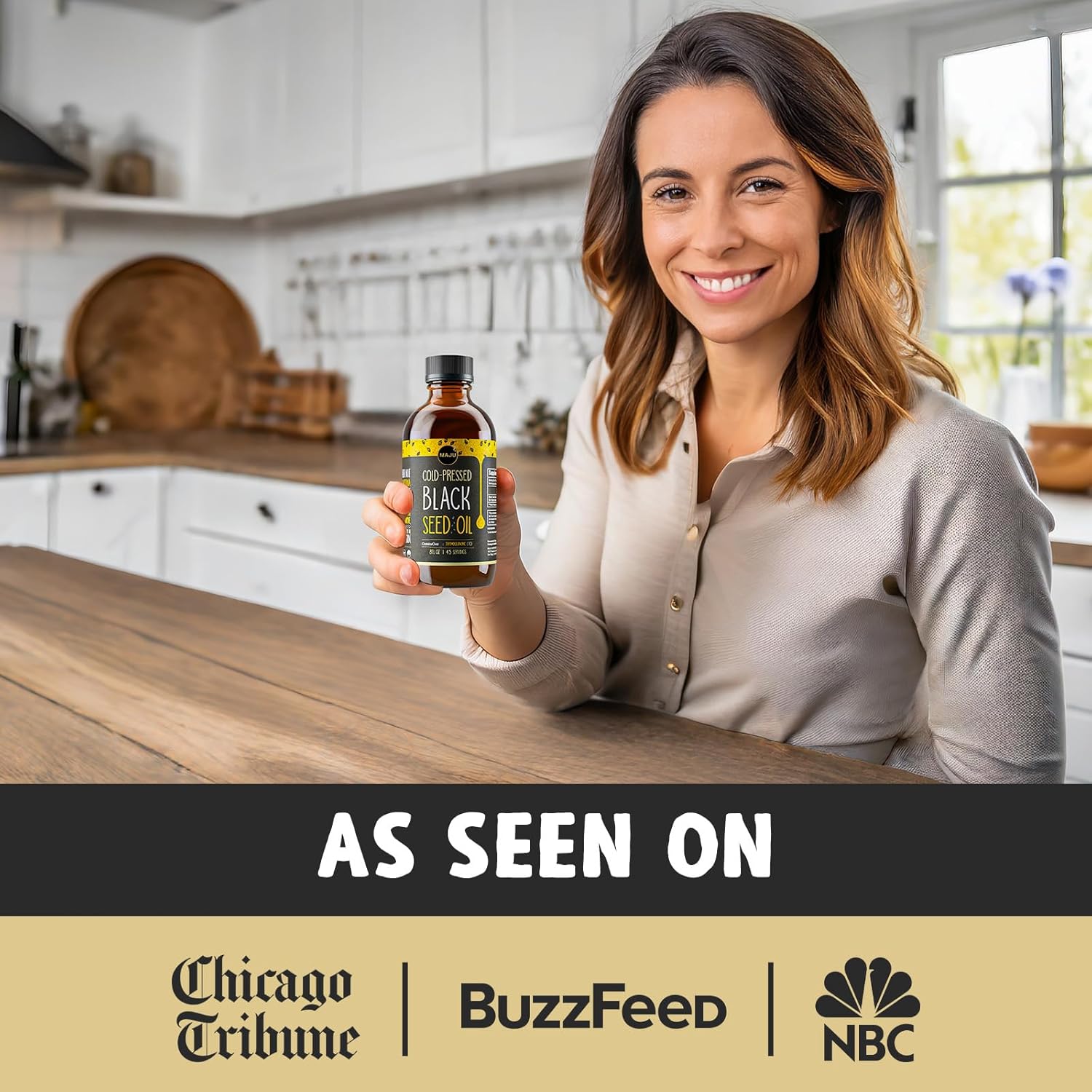 MAJU Aceite de semilla negra – 3 veces timoquinona, prensado en frío, 100% aceite de semilla de comino negro turco, semilla negra líquida pura, botella de vidrio, 8 onzas