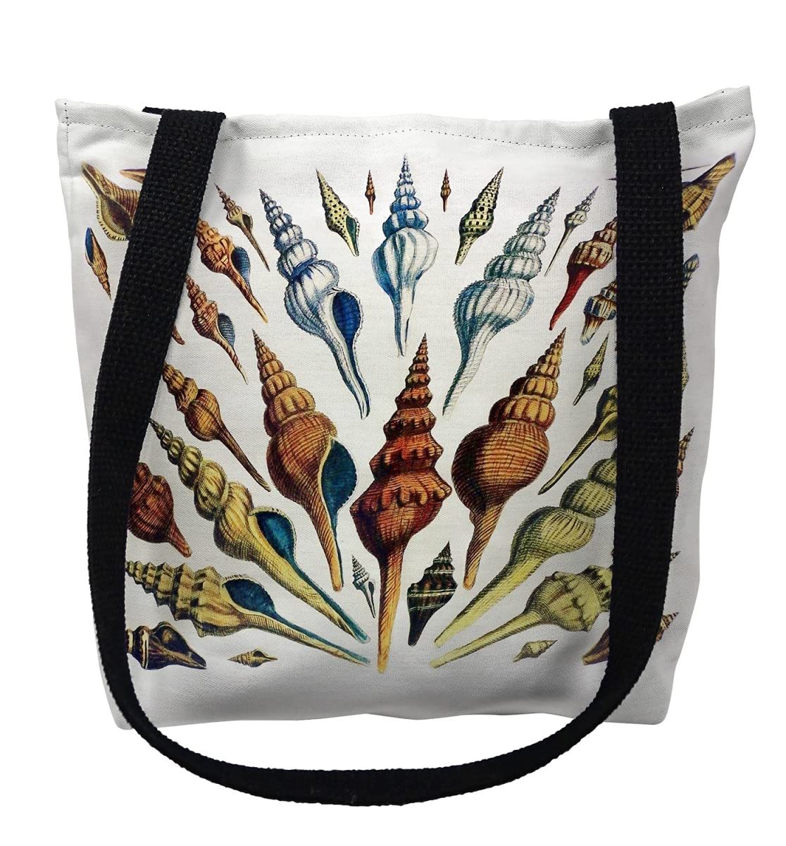 18 x 18 in. Multi Shells Large Tote Bag by Betsy Drake – Large, Cotton, Black, Model TY001G