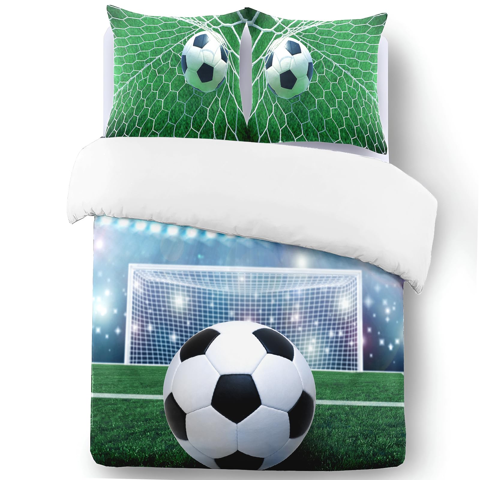 Yzehomijia Football Kids Duvet Cover Sets 200x200cm + 2 Pillowcases 65x65cm, Machine Washable Microfibre, Zip Fastening - Image 4