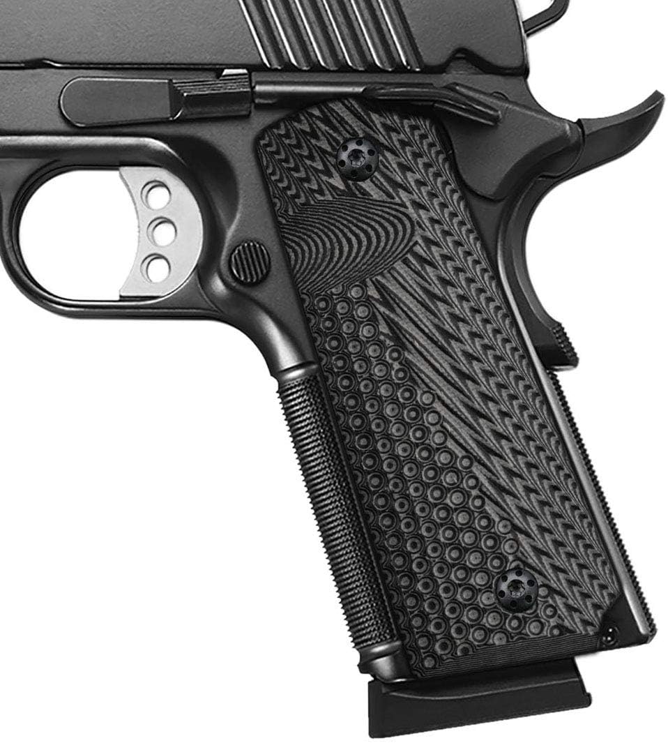 Cool Hand 1911 Grips Full Size, G10 Commander, Black Gun Grips Screws Included, Ambi Safety Cut, Aggressive OPS Texture
