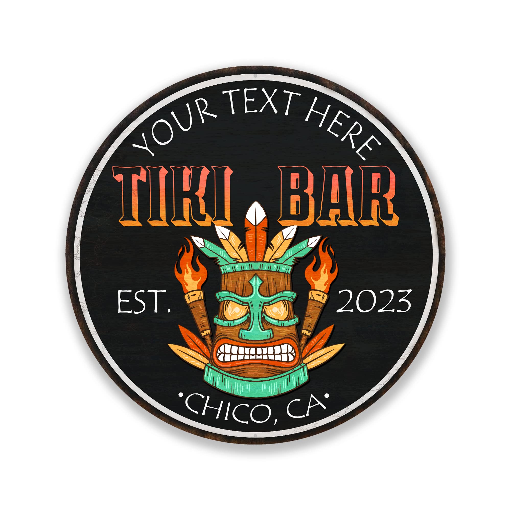 Personalized Tiki Bar Sign, Backyard Sign, Wall Decor, Tropical Sign, Surf Beach Wall Art, Patio Plaque, Bar Grill, Made in USA 12" 200120050004