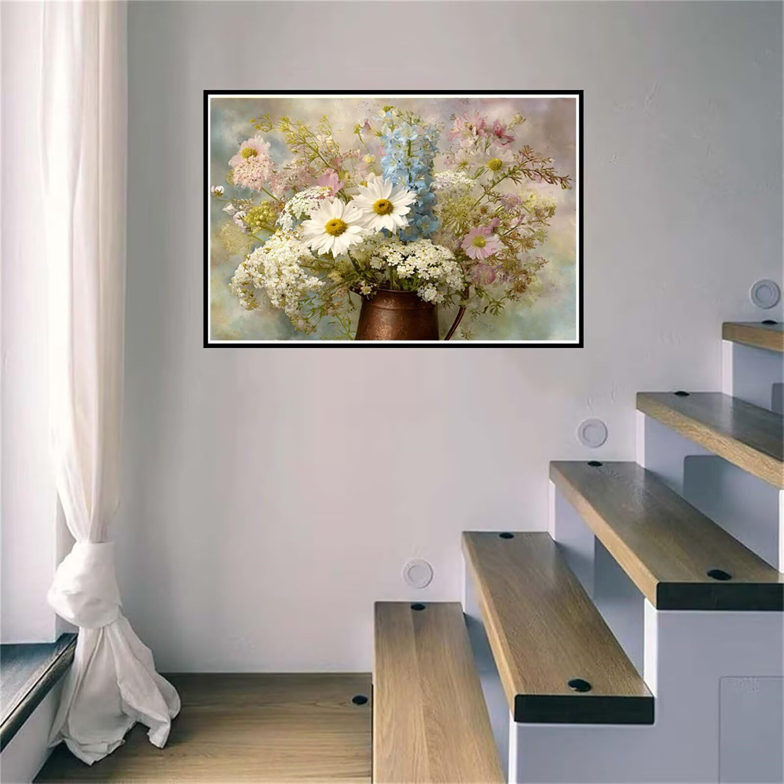 Kwiatowy obraz diamentowy, stokrotka, diamentowy obraz dla dorosłych, DIY, mozaika, zestaw obrazów, sztuka diamentowa, rękodzieło, akcesoria do salonu, prezenty, 100 x 150 cm, H-540