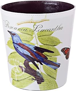 Lingxuinfo Scakbyer Retro Style Small Trash Can Wastebasket, Decorative Trash Can Waste Paper Basket Waste Container Bin for Bathroom, Bedroom, Office and More, 10L Capacity (Bird Butterfly)