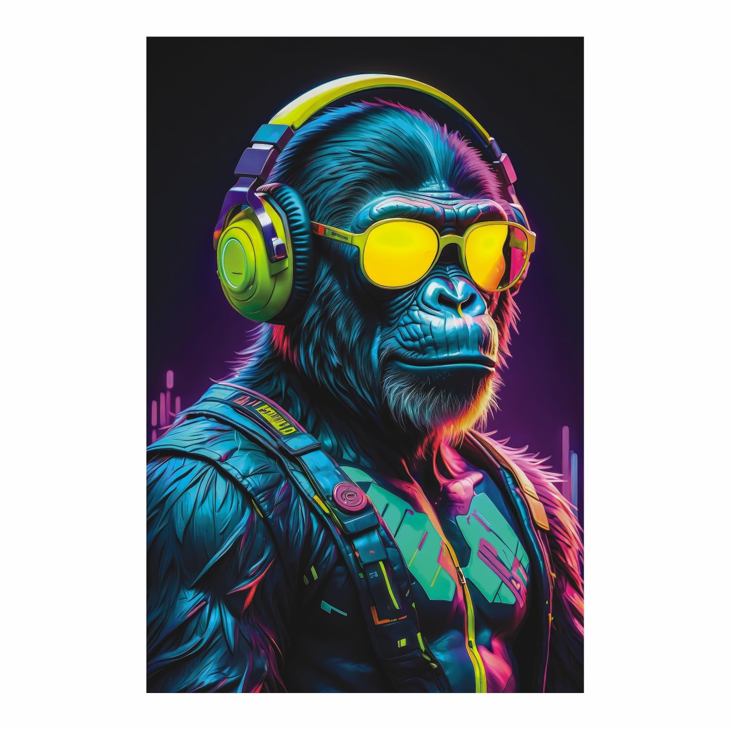 Graficative Modern Cool NFT Gorilla/Ape Poster - Vibrant Colorful Art | 12x18 Inches Size | Both Side Matte Lamination on 220gsm Paper | Unframed and Double-Side Tape (COOL GORILLA/APE)