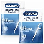 RAZOKO Dental Floss Picks High Pull Toothpicks Sticks,Professional Clean Floss Picks,Unflavored Disposable Flossers Refill Pack 500Pcs