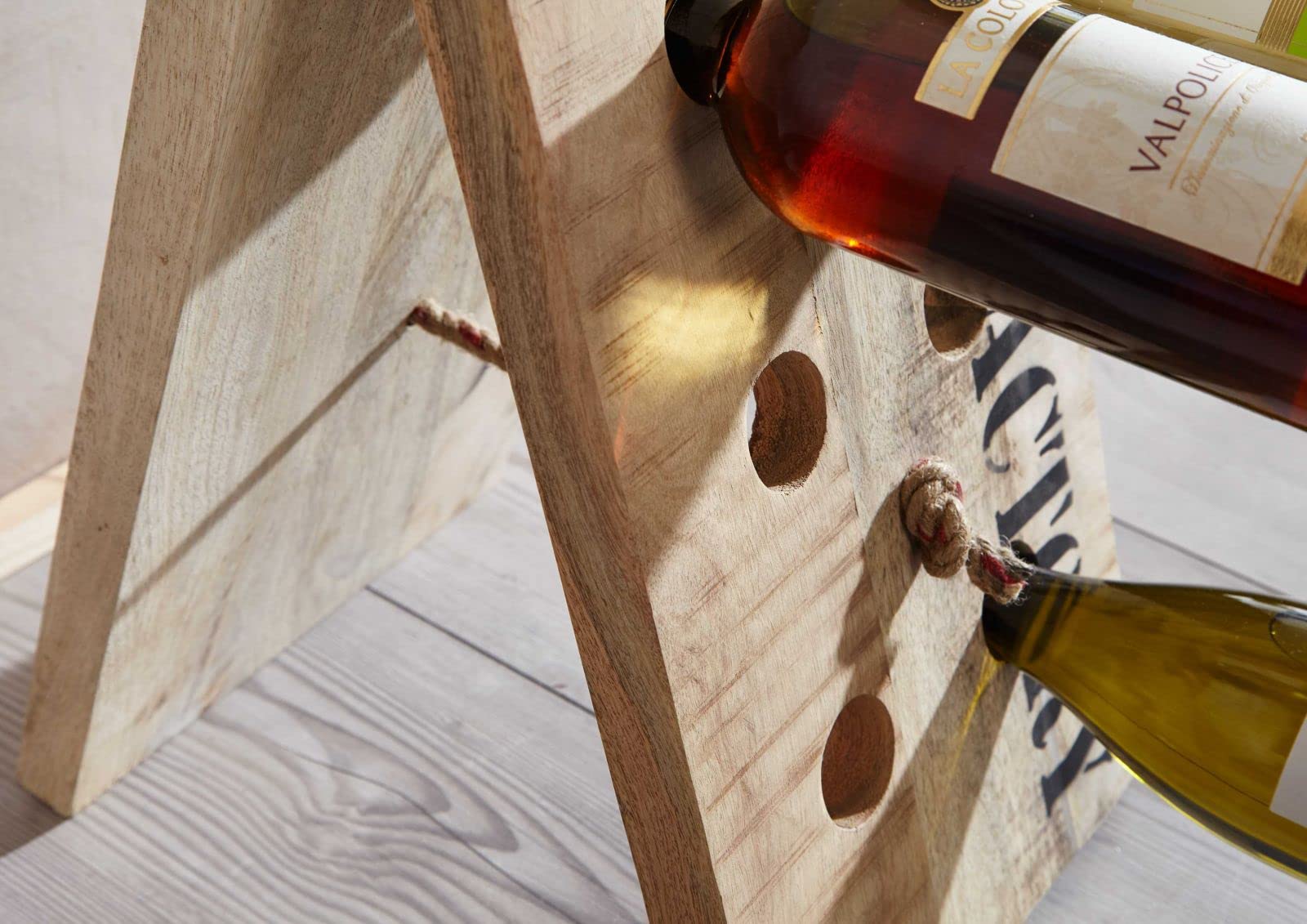 Portabottiglie In Legno Di Mango E Marmo Creative Co-op 12,7 Cm - Sottobicchiere Multicolore Per Cucina - 4