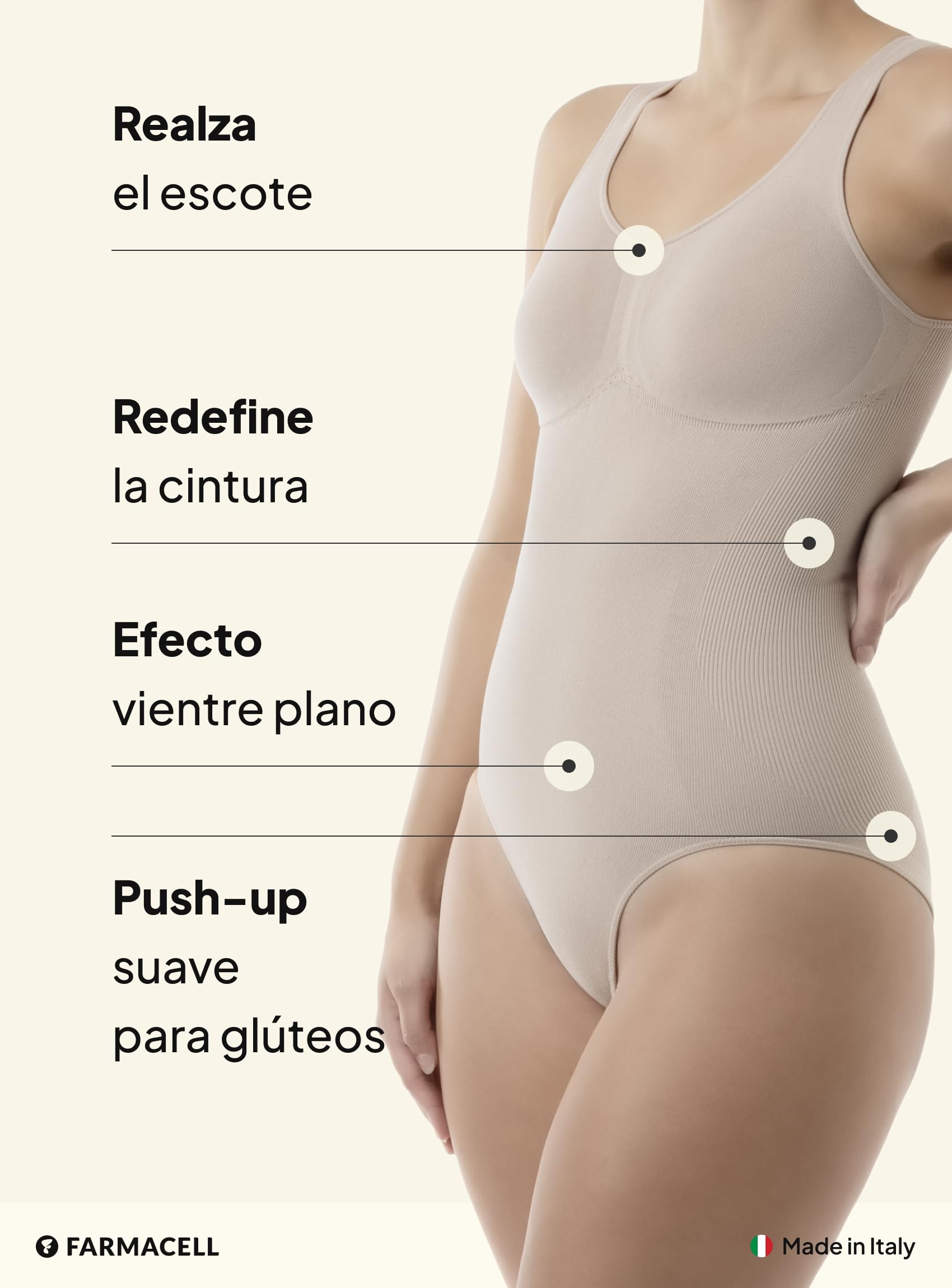 Farmacell Body Reductor Mujer Efecto Push Up, Made in Italy, 608