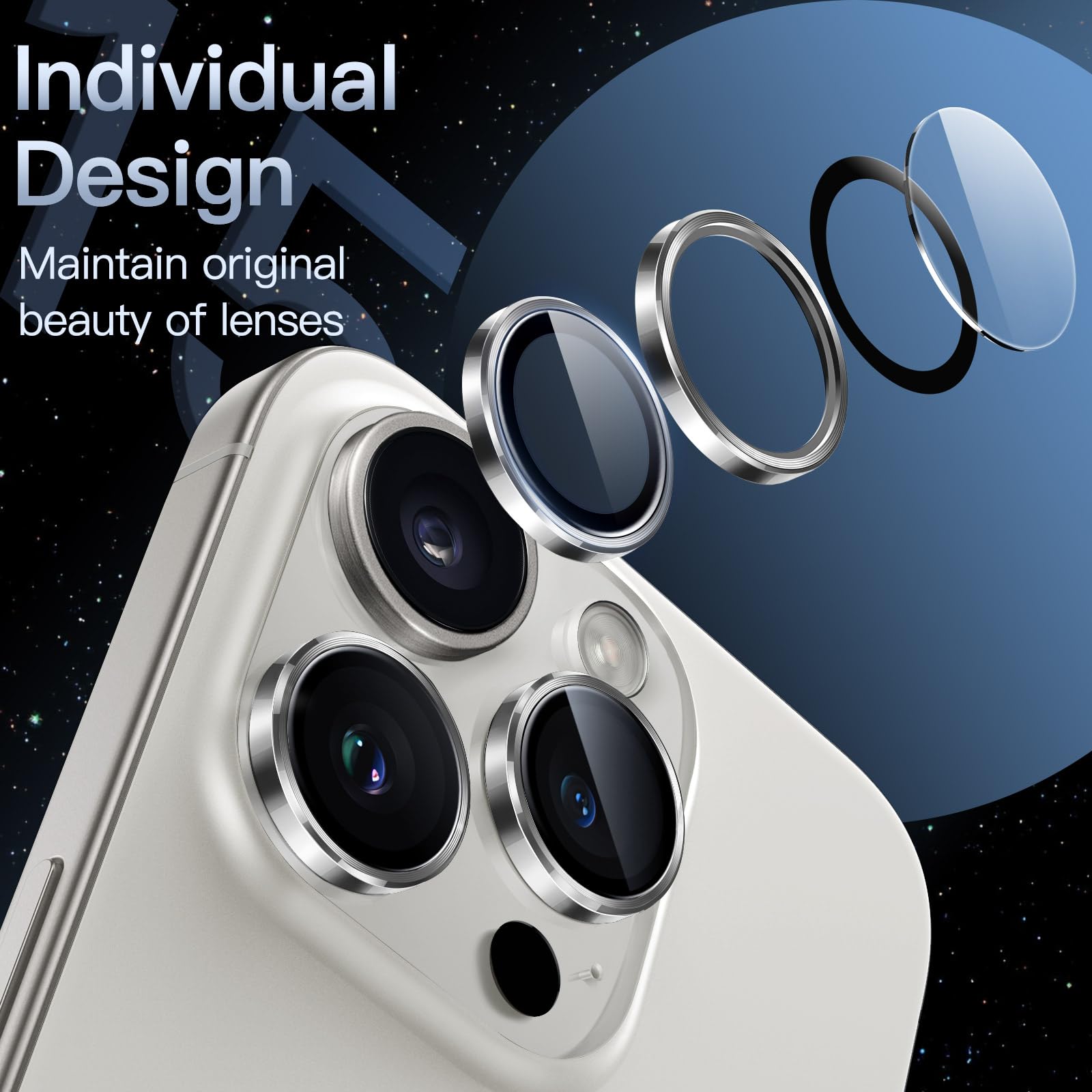 Pellicola Vetro Temperato Per Fotocamera IPhone 15 Pro/Pro Max - 9H, Titanio Naturale, JETech - Foto 12