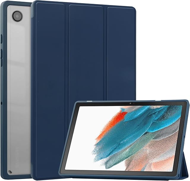 VOVIPO Hybrid Slim Stand Case for Samsung Galaxy Tab A8 10.5 Inch 2021 SM-X205/X200 ,Shockproof Cover with Clear Transparent Back Shell for Galaxy Tab A8 10.5 Inch, Auto Wake/Sleep-Navy