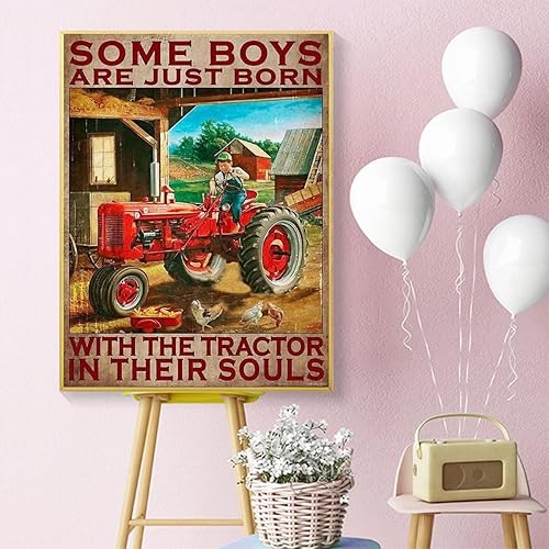 Miniatura 2 de Kit de pintura de diamantes 5D por números, kit de arte de diamantes de tractor de granja para adultos, pintura de diamantes de imitación de cristal