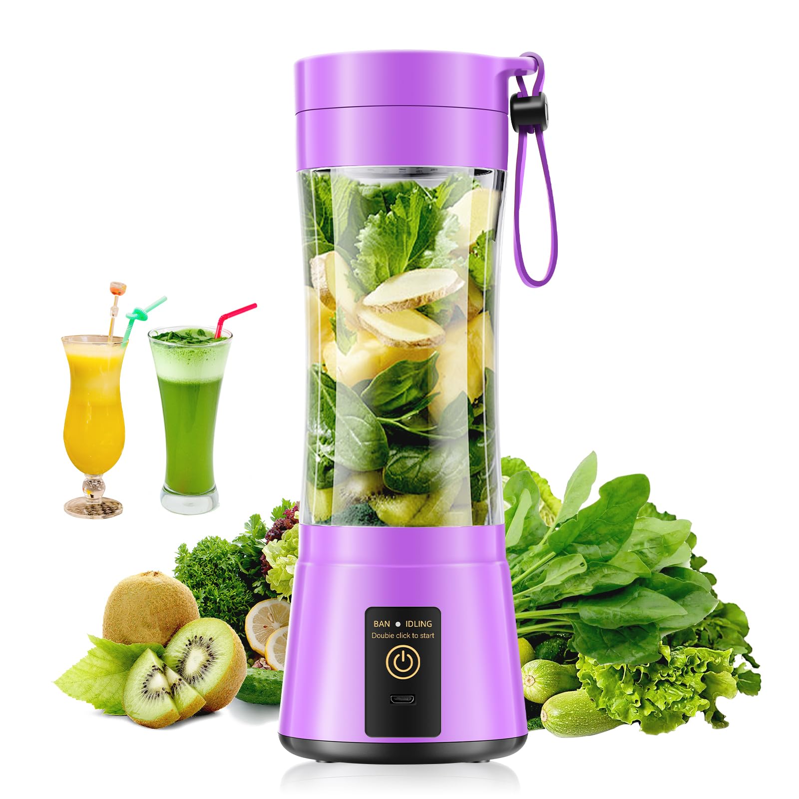 Cordless Personal Size Portable Blender - 380Ml Blender Smoothies and Shakes, BPA Free Traveling Juice Cup with Powerful Blending, Freshly Squeezed in Sports/Travel/Home