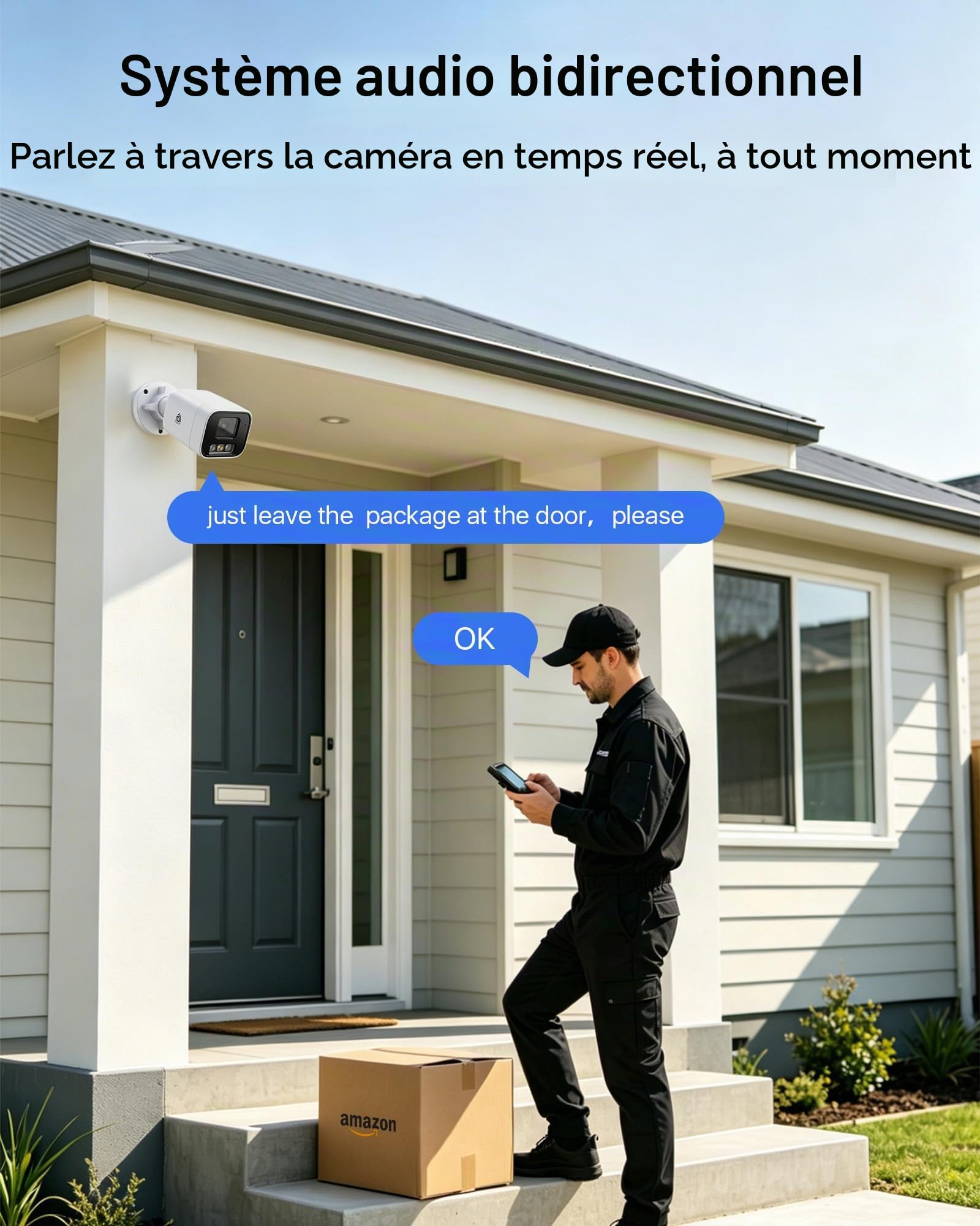 4K 8MP UHD Caméra IP PoE Extérieure avec Carte Mémoire de 32 Go