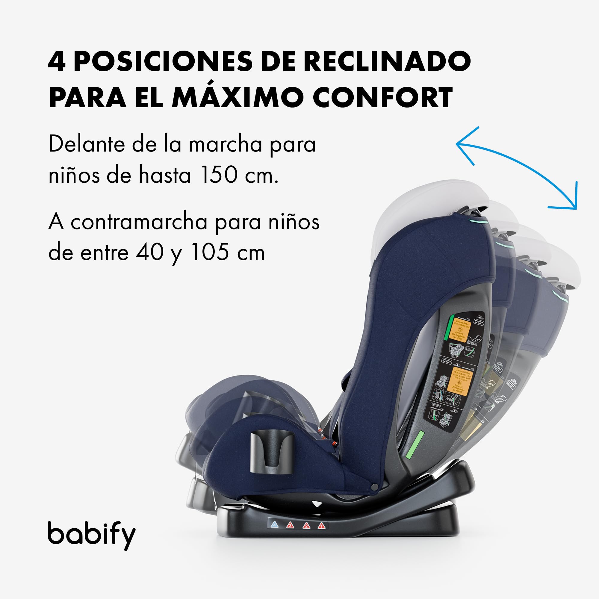 Babify Silla Coche Bebe, Sillita Coche grupo 0 1 2 3 para Niños de 40-150 cm, Asiento de Coche de Viaje Ajustable 3 en 1, Asiento de Coche Portátil Cómodo y Duradero para Bebés y Niños