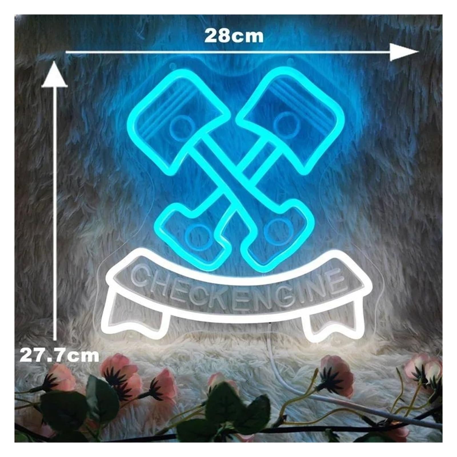 Decoración Lámparas Letreros De Neón De Motor Para Decoración De Pared, Luz LED De Neón Para Garaje, Para Taller De Reparación De Salas De Automóviles 28x27.7cm