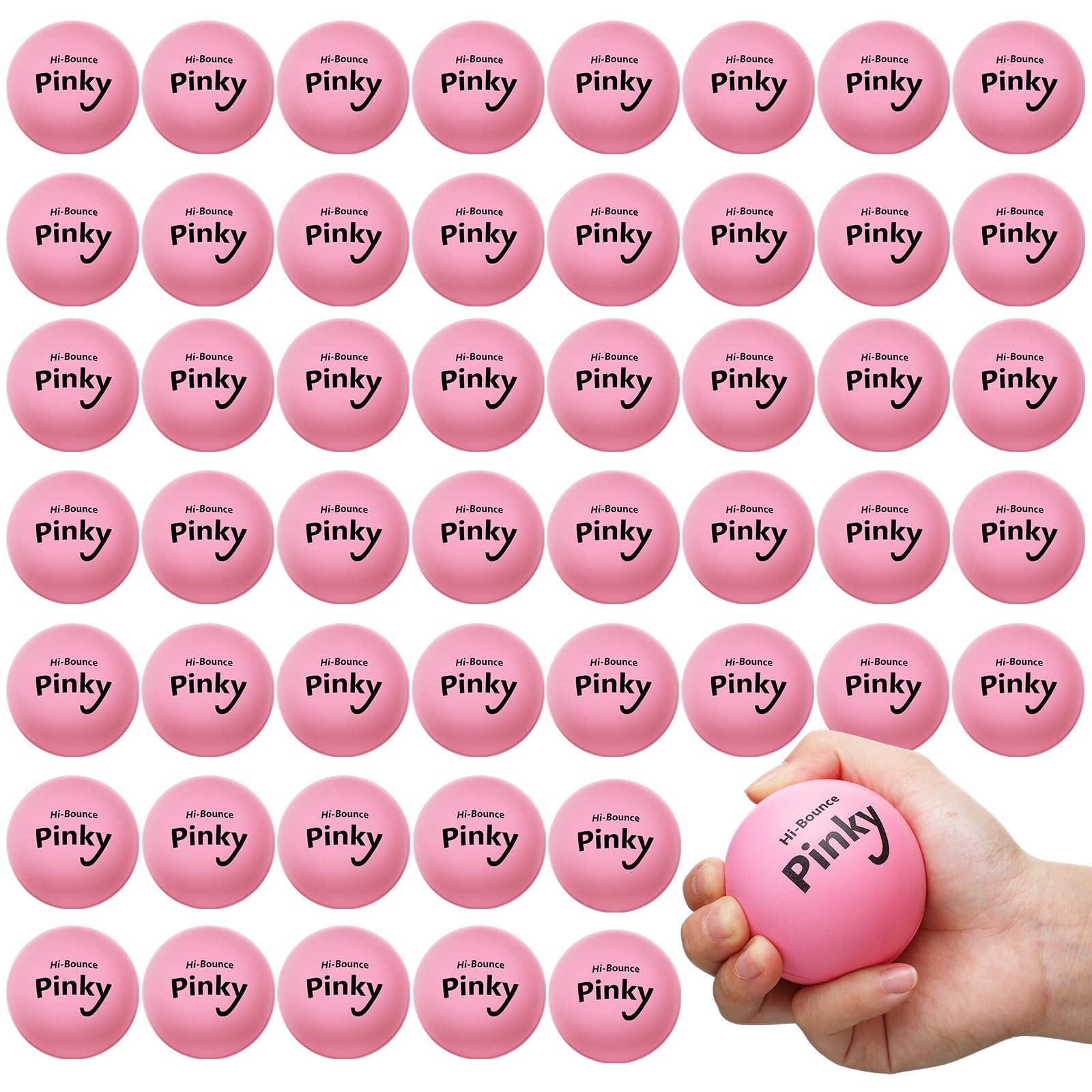 Hiboom 50 Pcs Christian Charity Donation Supplies Pinky Ball Mini Bouncy Balls 2.5 Inch Pink Ball Stress Bounce Ball Bouncing Balls for Stress Relieve Indoor and Outdoor Sport Party Favors
