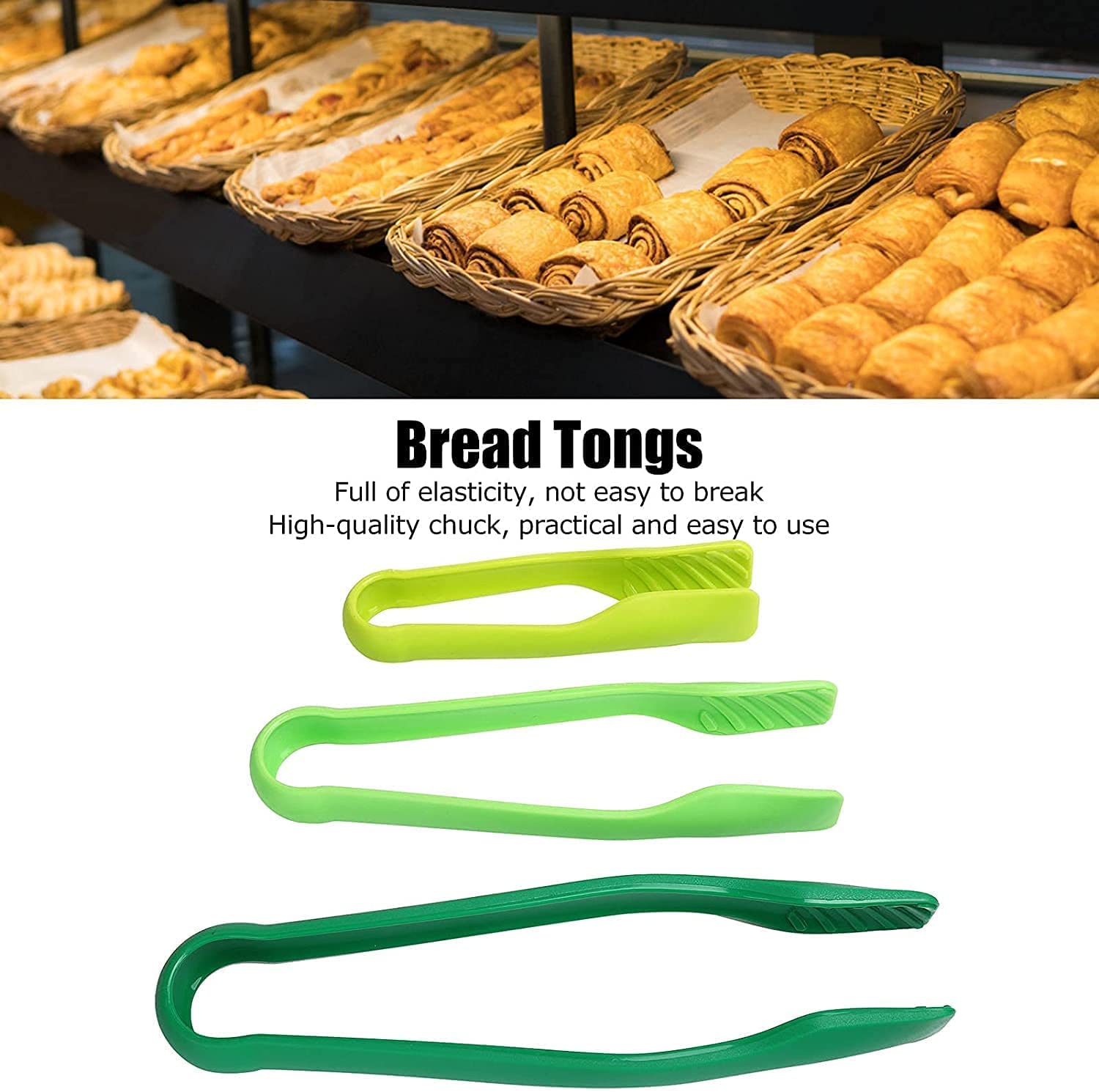 Pinzas para Verduras 3 unids/Set de plástico PP Lleno de Pinzas de Pan elásticas para Cocina para Barbacoa diseño Duradero