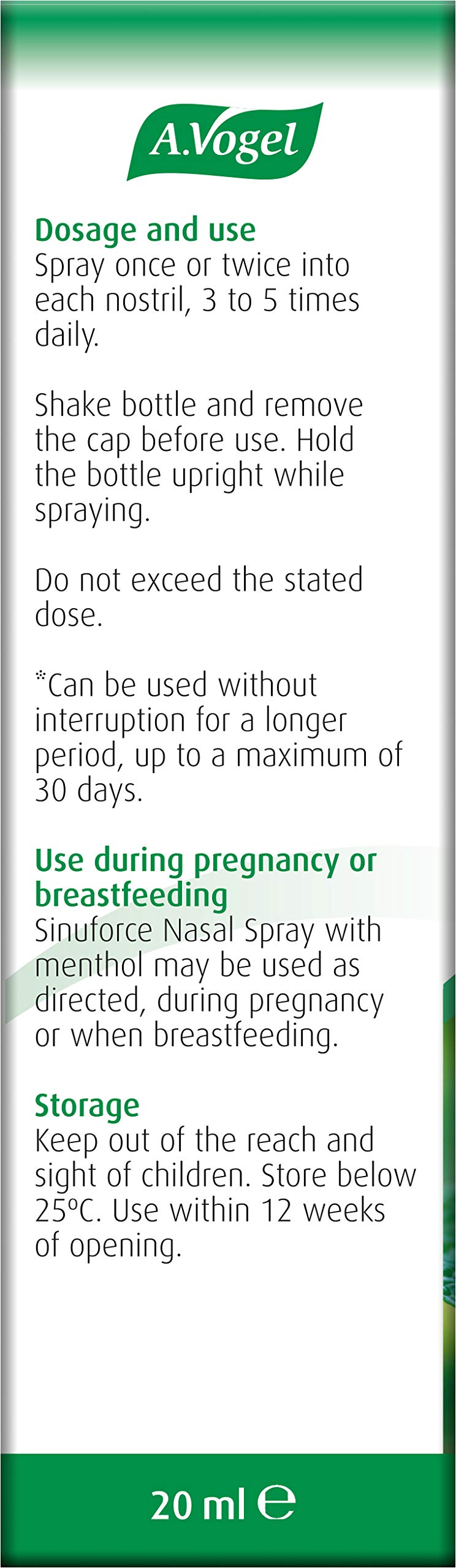 Buy A.Vogel Sinuforce Nasal Spray + Menthol with Eucalyptus, Peppermint