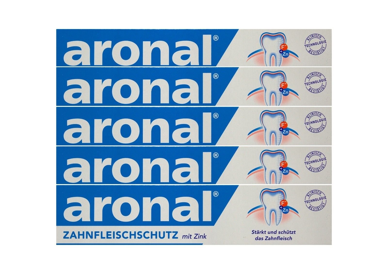 5x aronal Zahnpasta 75ml Zahnfleischschutz mit Zink PZN: 9431782 elmex Forschung