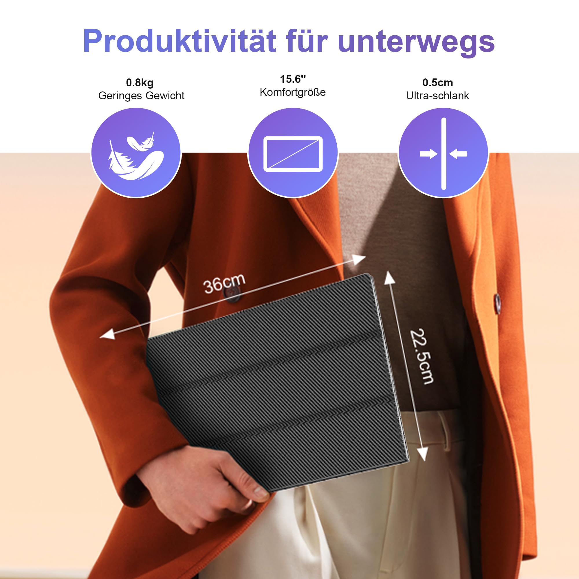 Tragbarer Monitor 15,6'' 1080P FHD IPS mit Lautsprechern USB-C HDMI für Laptop PC Mac Xbox