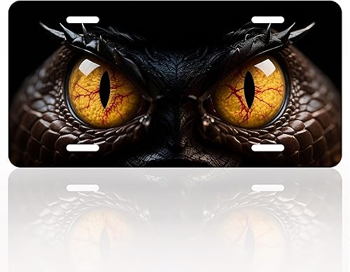 Miniatura 8 de Placa de matrícula con ojos de animales, placa decorativa personalizada de aluminio, etiqueta de fantasía con cubierta de 4 agujeros, accesorio para