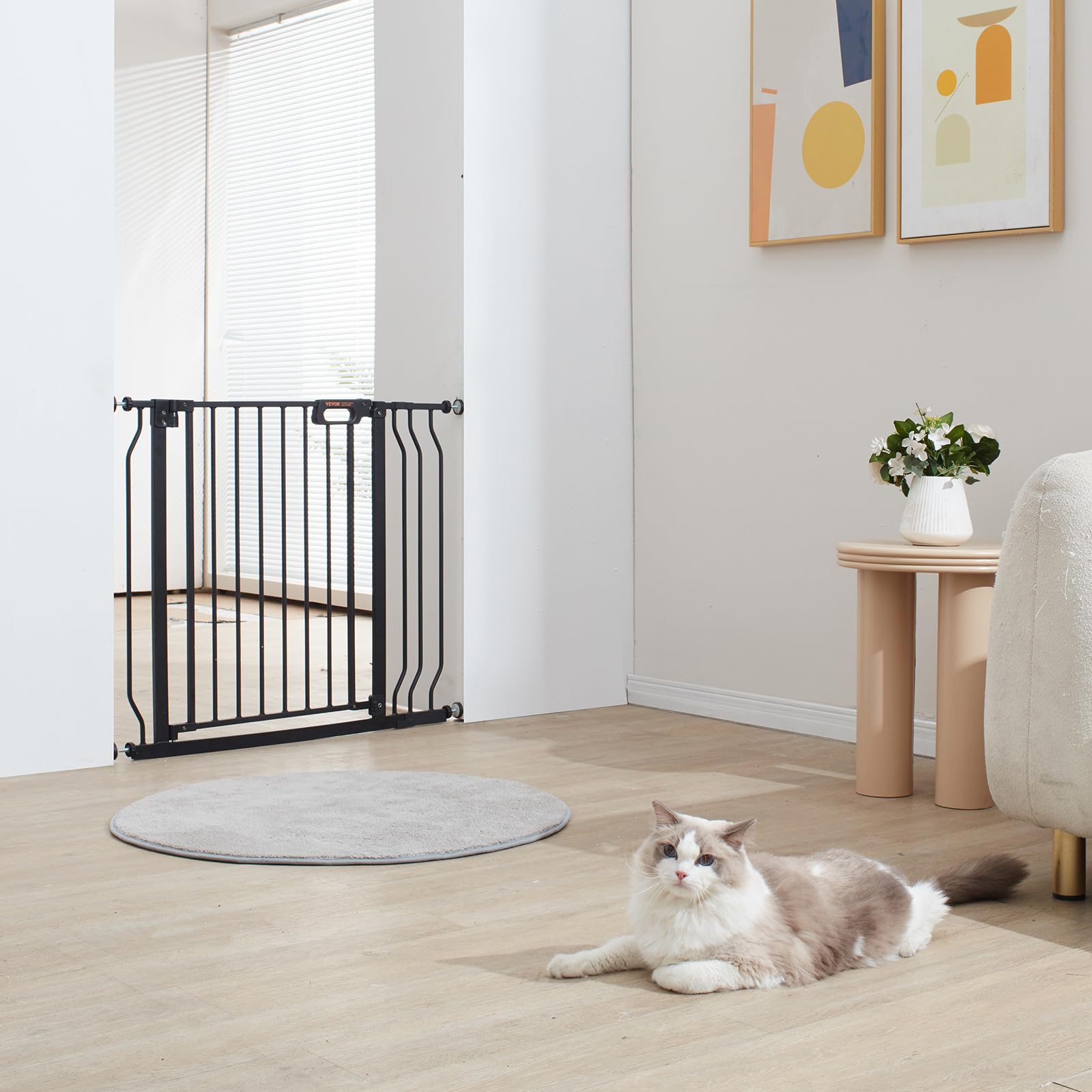 VEVOR Barrière de Sécurité Extensible 75-99 cm Hauteur de 76 cm Barrière d'Escalier à Fermeture Automatique sans Perçage Grande Ouverture 533 mm à 180° Clôtures Enfants et Chiens pour Couloir Noir