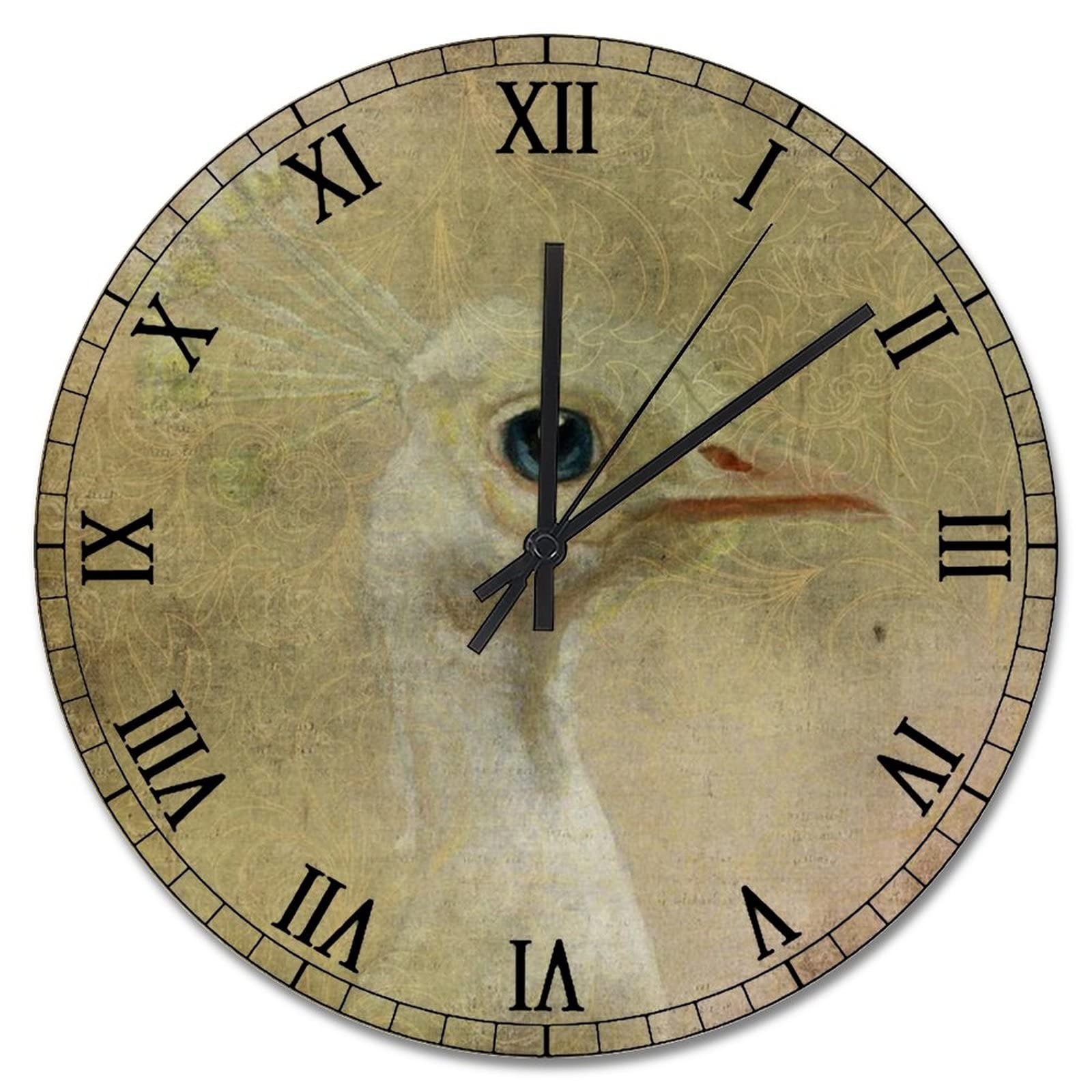 Horloge murale paon vintage 38cm silencieuse pour deco salon et bureau