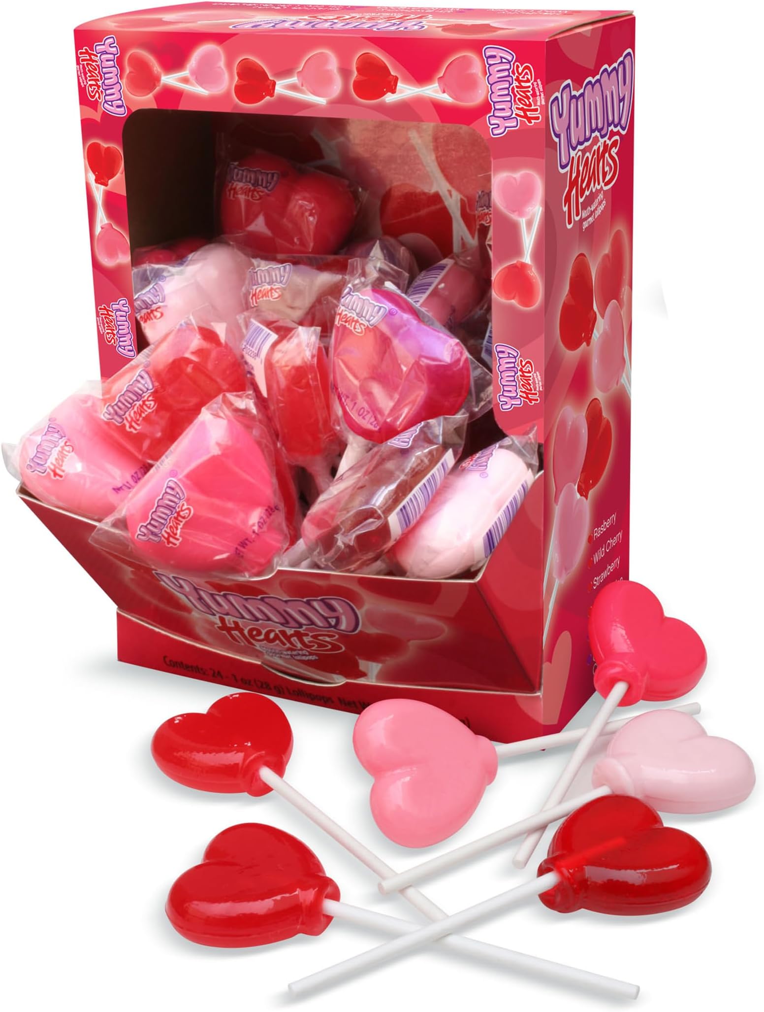 Yummy-Lix Lollipops (Pack of 24, Yummy Hearts)