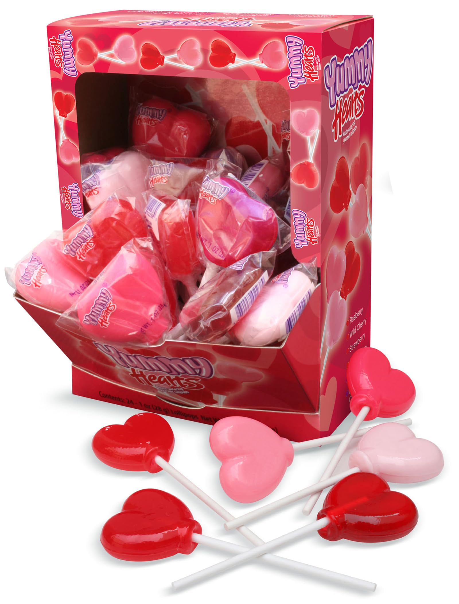 Valentine Yummy Lix Gourmet Yummy Hearts Lollipops, (Pack of 24)