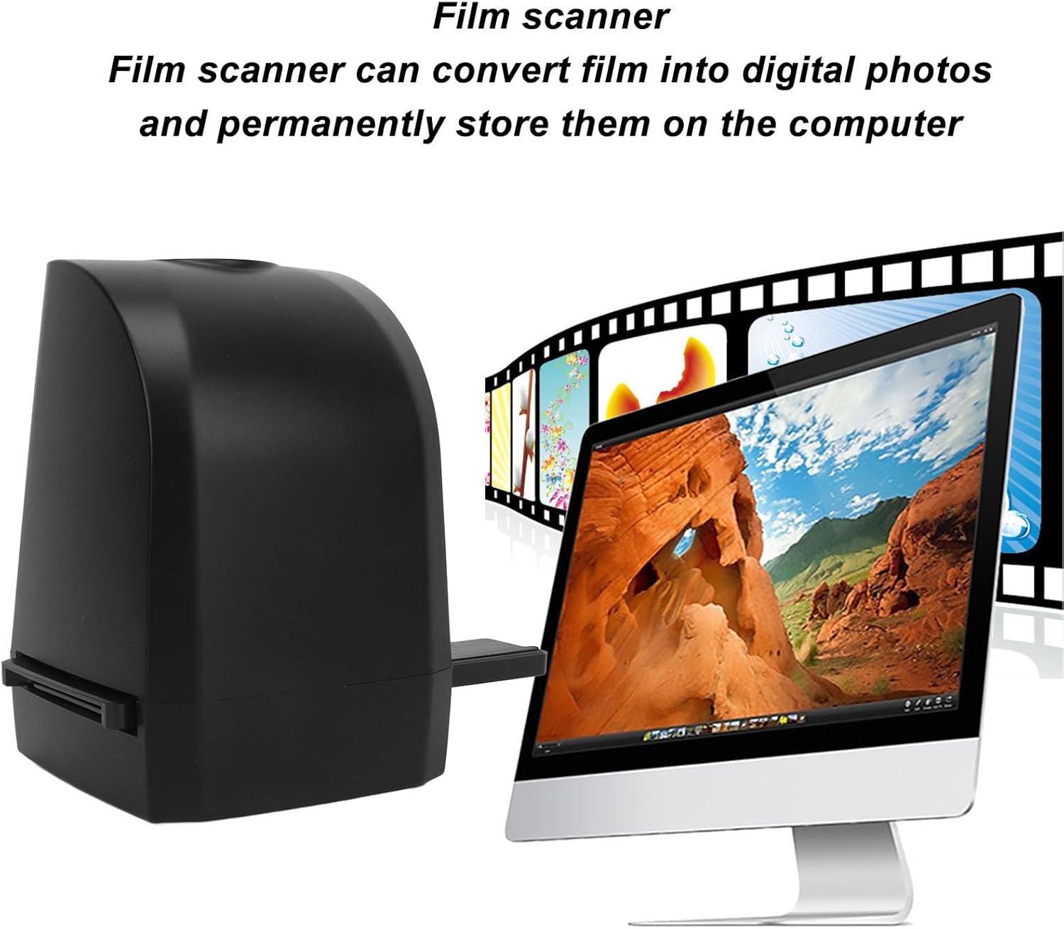 8MP High Resolution Slide Viewer, 35mm 135mm Digital Film Slide Scanner, USB 2.0 Backlight with 3 White LEDs Image Viewer Portable for Family and Friends Gifts