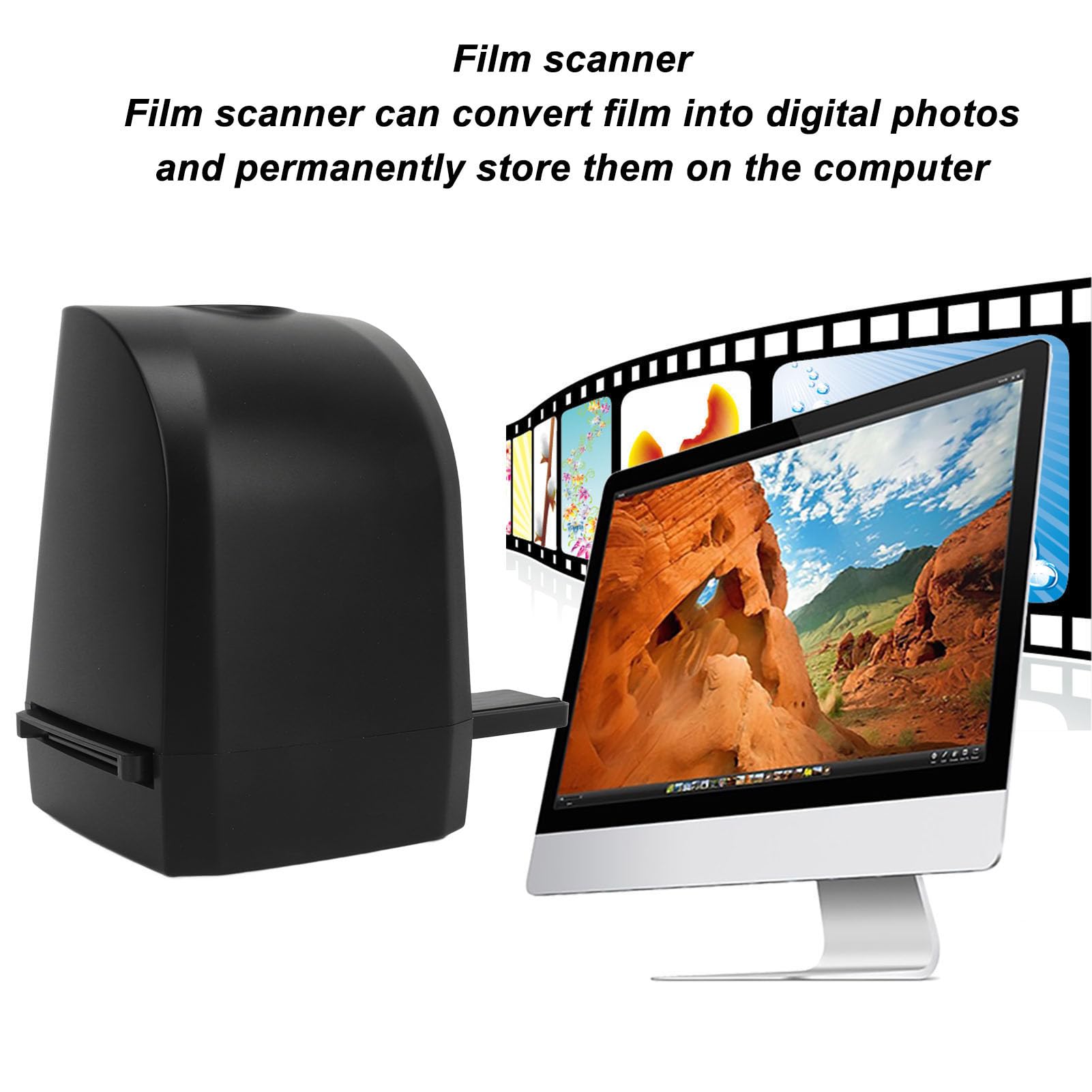 Scanner de Film négatif Portable 8 MP, convertisseur de Film Coulissant 35 mm 135 mm, visionneuse d'images numériques Photo Haute résolution avec câble USB pour XP 7 8 10,