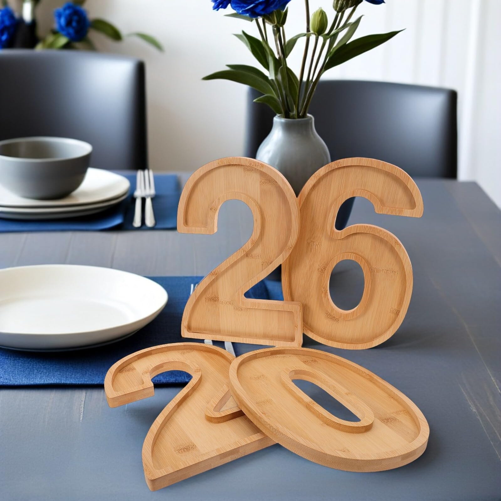 Toyvian 4piezas Bandeja de Madera para Aperitivos de Caja Rellenable para Fiestas Snacks Decoración de Navidad y Graduación Bandejas de Madera para Servir