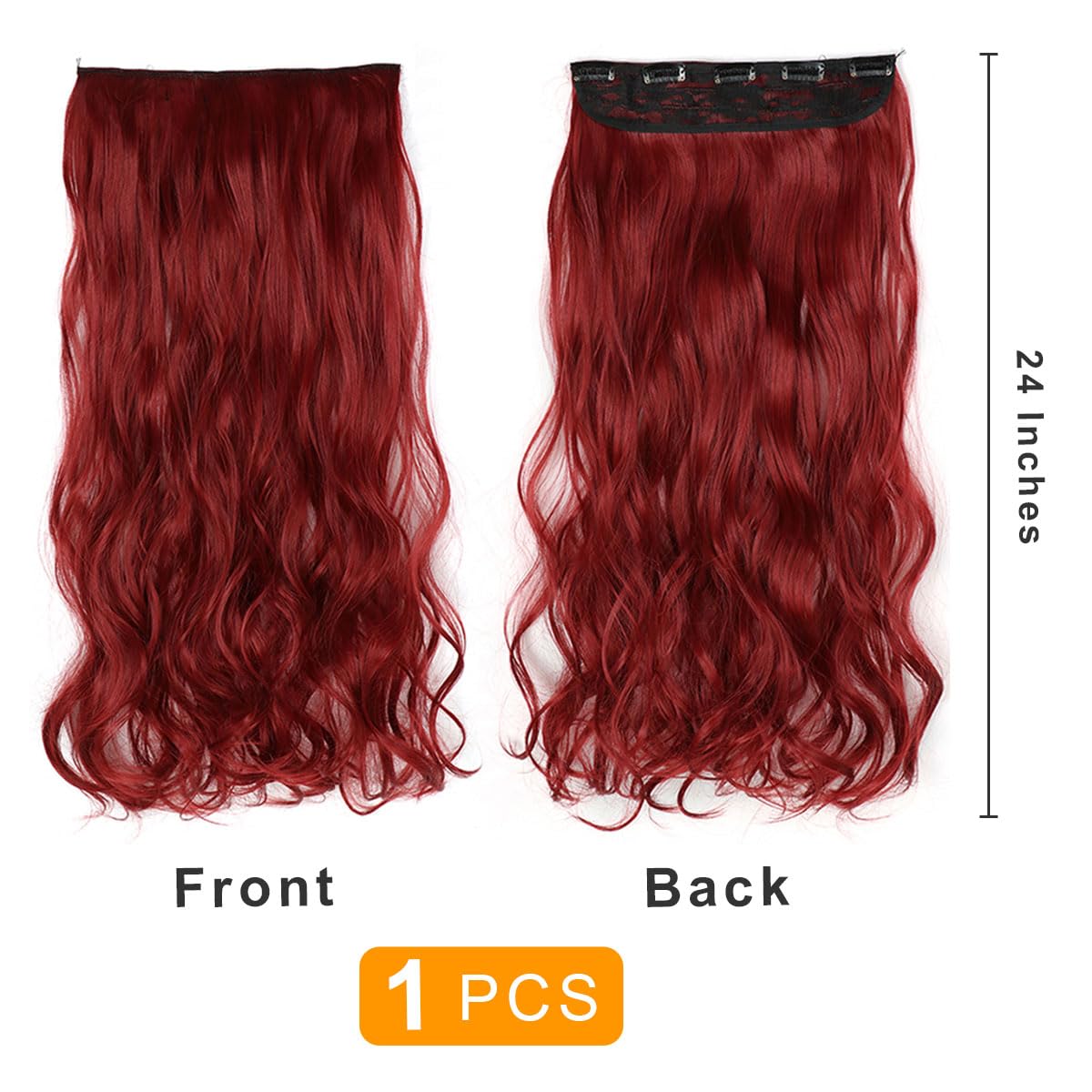 prinfantasy Halo Extensions Clip in Hair Extensions Clip on Curly Natural Seamless Resistant Fiber Soft 1s Synthetic Water Wavy Red Hair Extensions,MW258 - Image 3