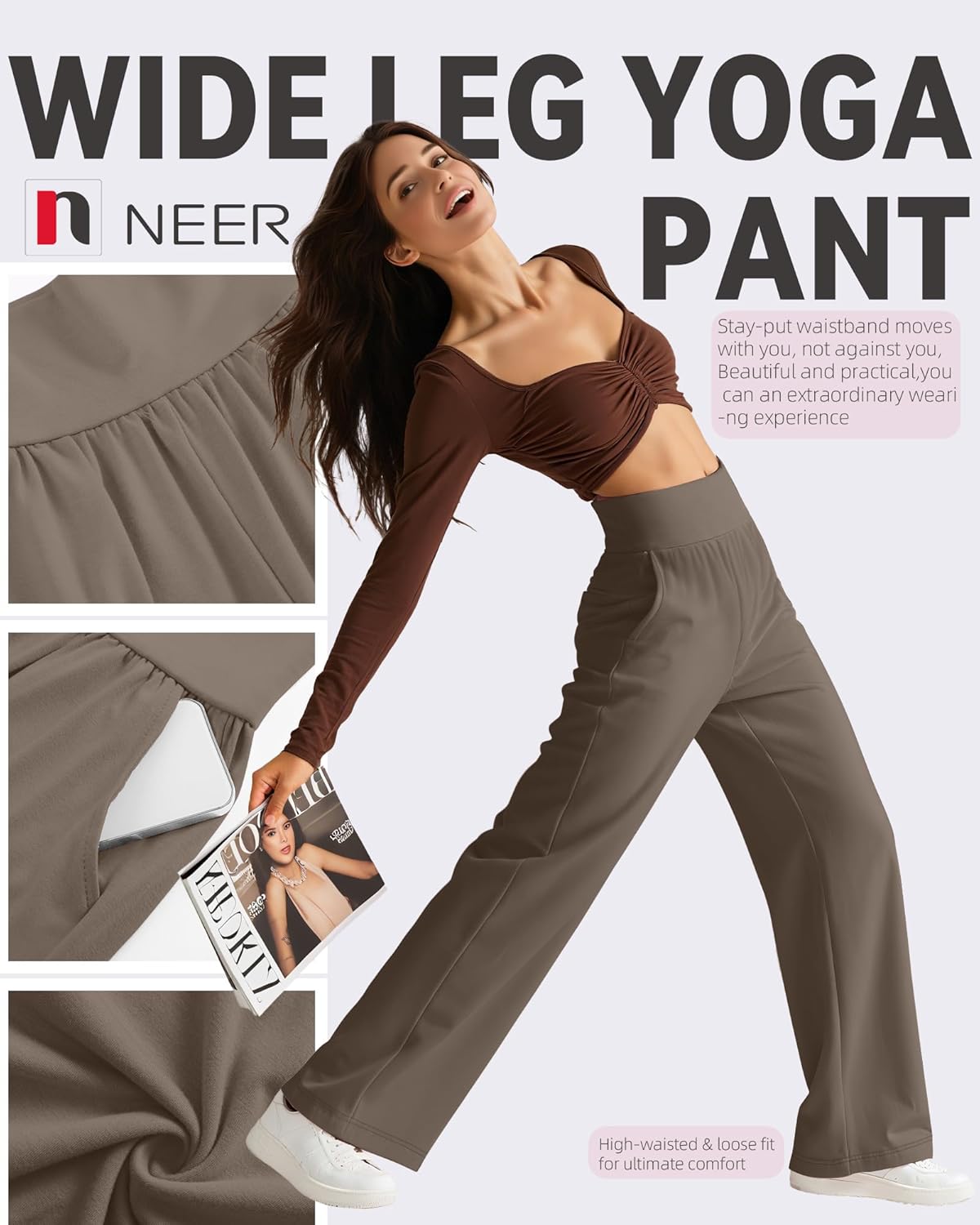 Neer 4 Pack Women's Wide Leg Yoga Pants High Waist Casual Sweatpants Loose Cozy Lounge Pajama Flowy Pants with Pockets - Image 6