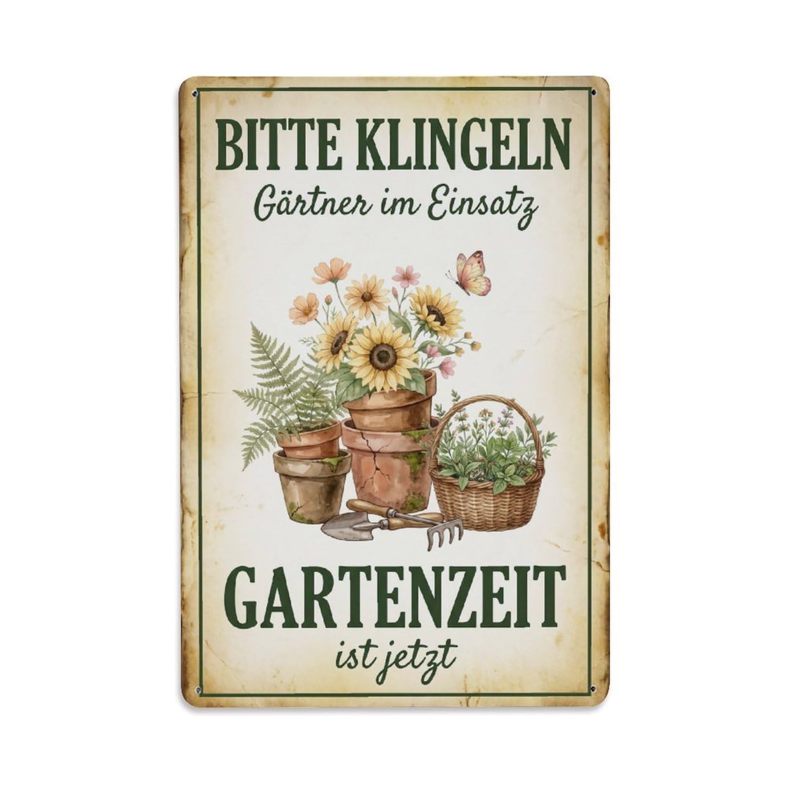 Vintage Funny Garden Please Ring Gardener Rustic Gate Metal Tin Sign Plaque Wall Decor for Cafe, Club Bar, Office, Garden Metal Poster 8x12Inch