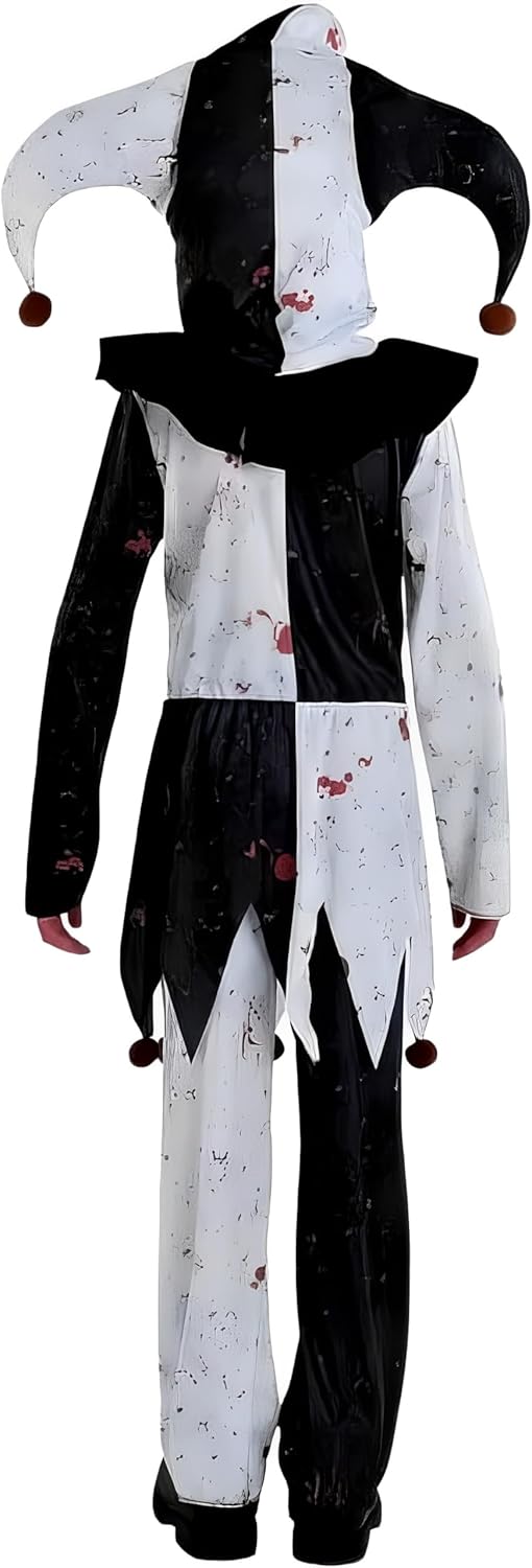 Amscan mens Black & White Jester Clown Costume - 1 Set - Perfect for Halloween & Themed Parties