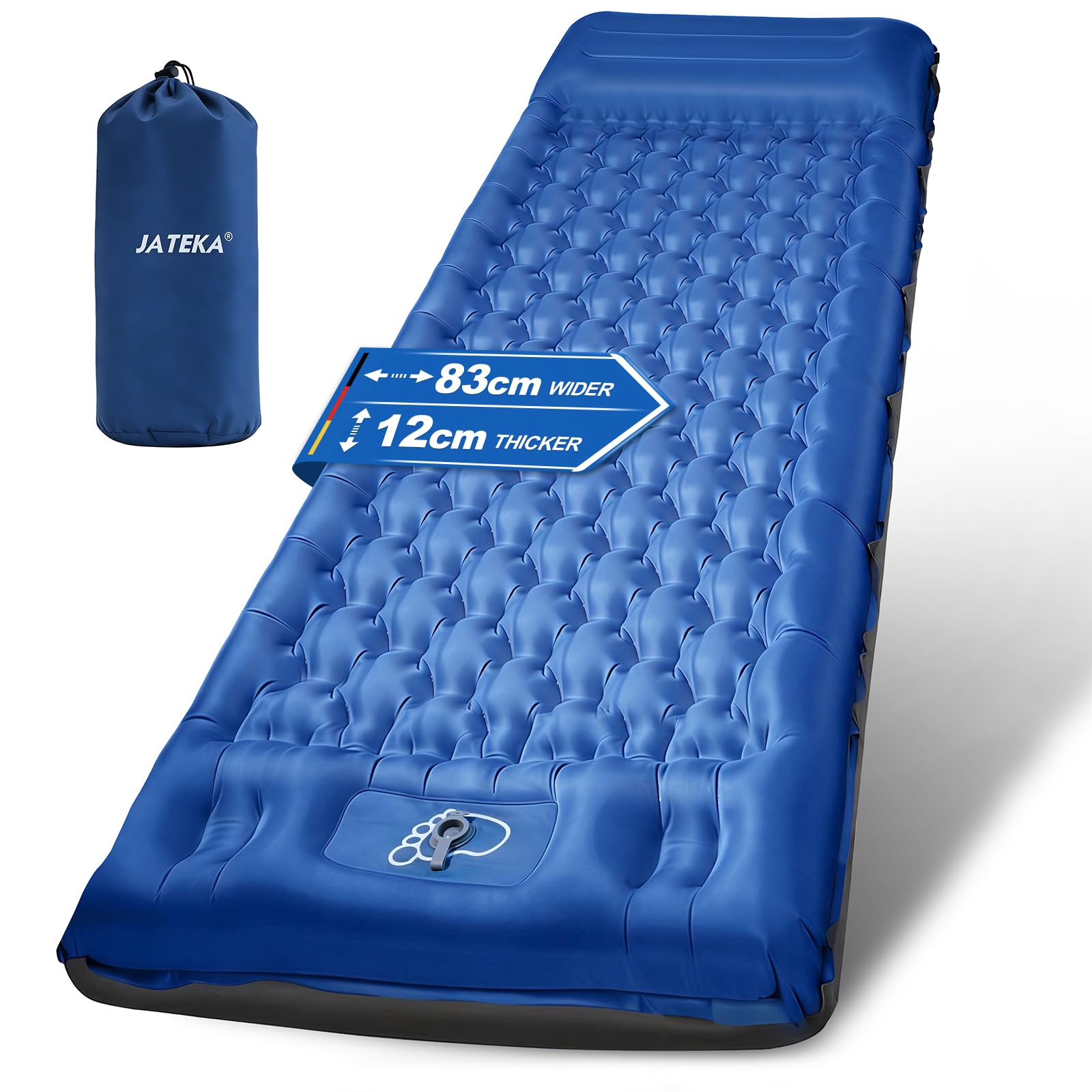 JATEKA Camping Sleeping Mat, 12 cm Thick Inflatable Sleeping Mat with Cushion and Foot Pump, 83 cm Wide Outdoor Camping Air Mattress, Compact Ultralight Sleeping Mat for Backpacking, Hiking, Travel-image-18