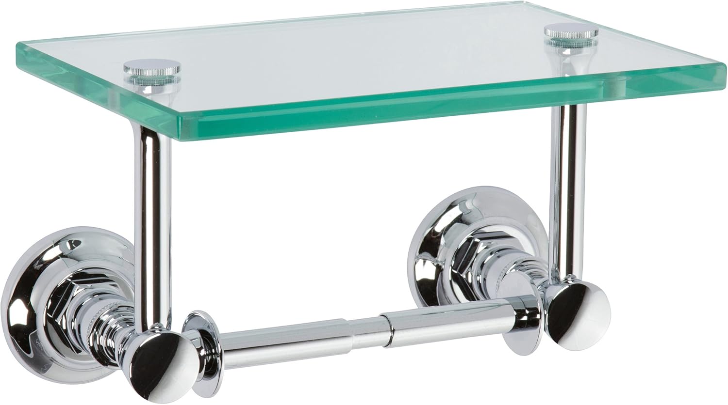 70% Off Discount Ginger 4827/PC Eavon Toilet Tissue Paper Holder with Glass Shelf, Polished Chrome