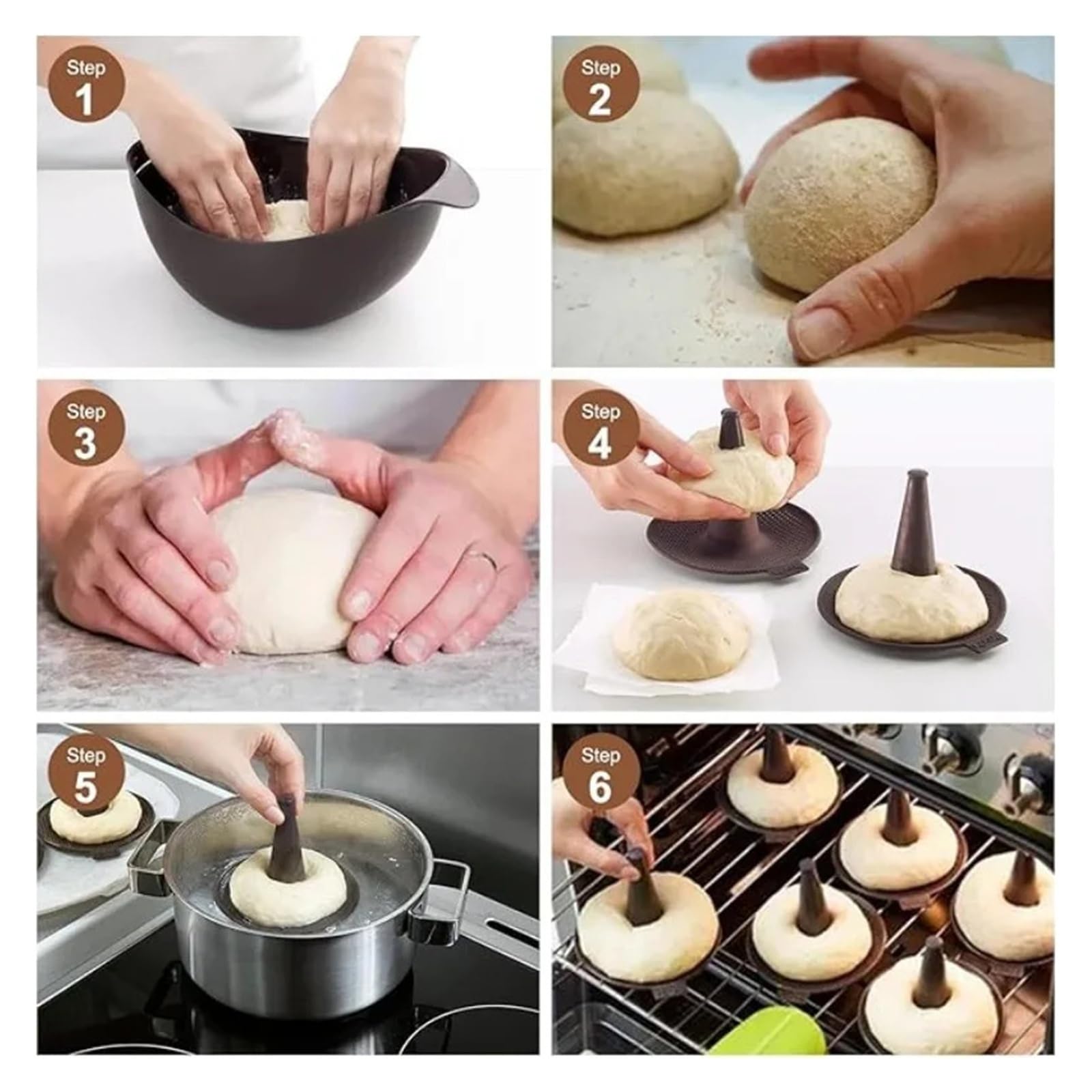 2/4/6 pièces Moules À Gâteaux Pain Donut Outil Moule À Donuts for La Cuisson De Donuts Moule En Silicone Moules À Pâtisserie for Bagel et Moules À Gâteaux De Donuts(20pcs)