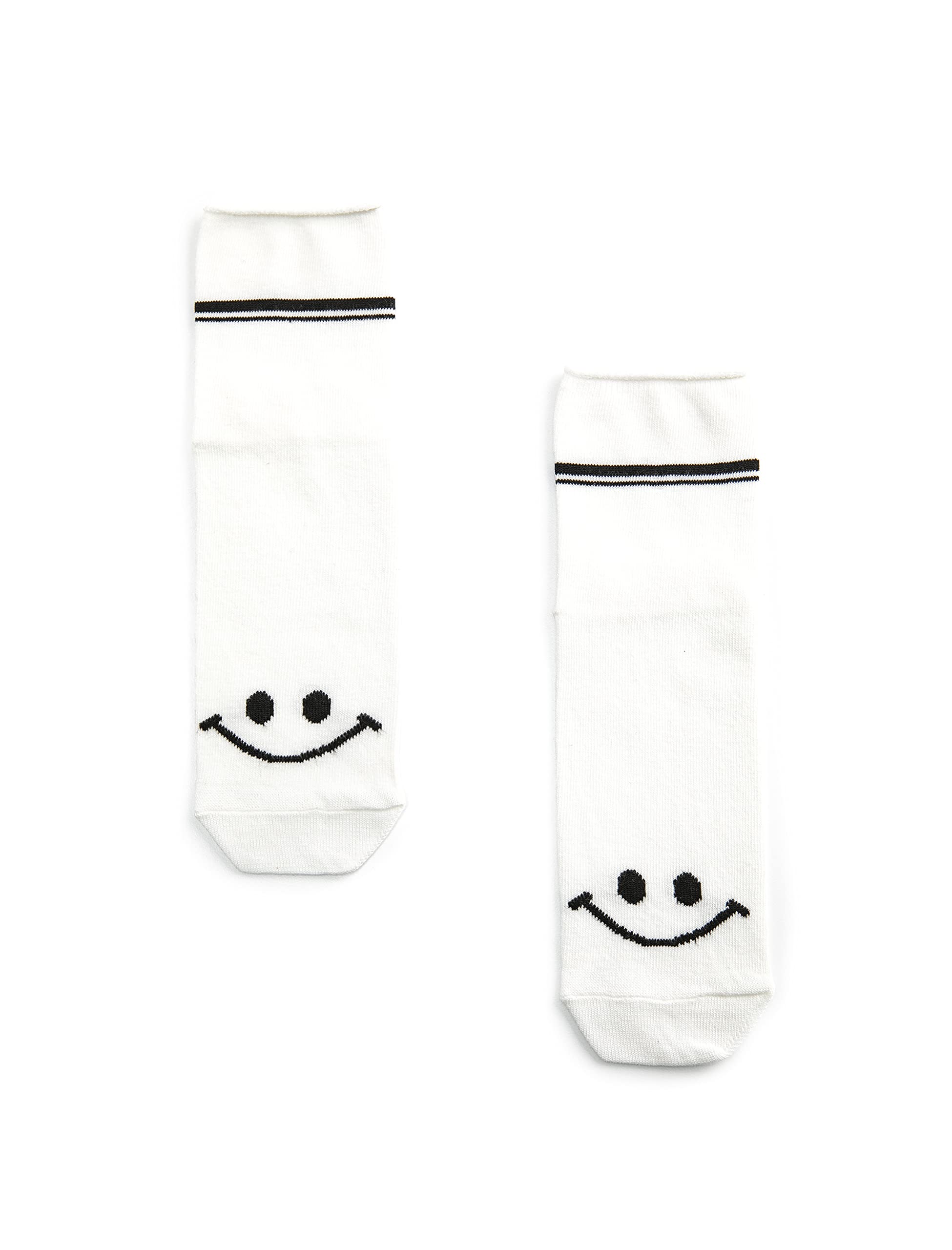 Koton Women's Ecru (010) Character Embroidered Socket Socks, One Size