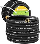 Beitopamz Garden Hose 50 ft x 5/8 in Heavy Duty Water Hose, Flexible and Durable, Lightweight Rubber Hybrid Hose, Leak-Free Connections, Male to Female 3/4'' Brass Fittings for Patio, Lawn, Black