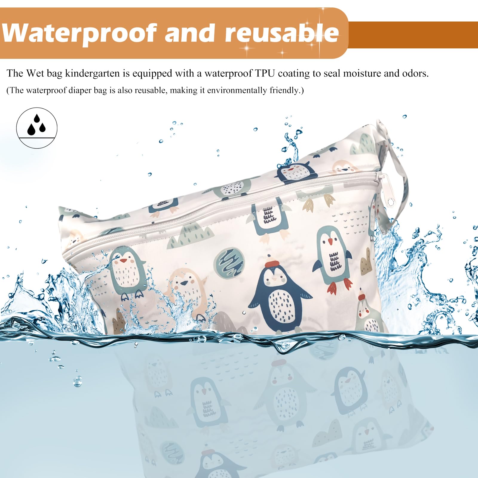Sac à Couche Imperméable 4 Pièces Wetbag Fermeture Eclair Réutilisable Bébé Plage Piscine