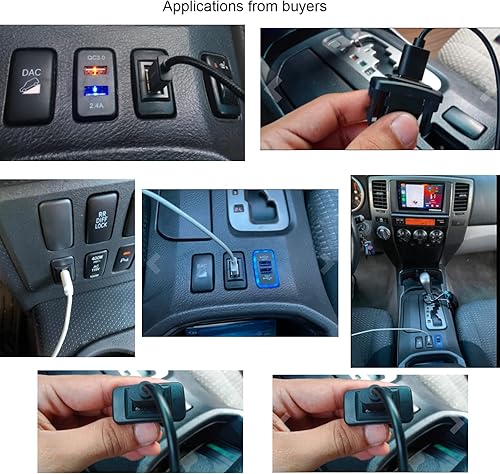 Miniatura 3 de MOTONG Adaptador de enchufe de puerto de alimentación USB macho a hembra para Toyota VIGO, confirma el tamaño del agujero del tablero antes de