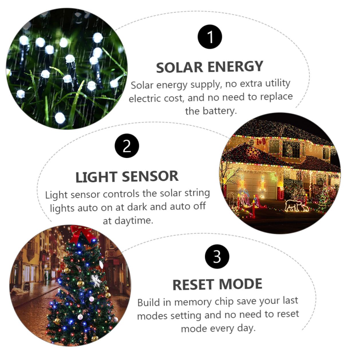 Solar LED Lichterkette 10m 100 Leds 2 Satz für Außen Weiß